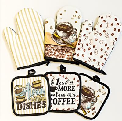 China Wholesale Custom Minimalist Porcelain Cotton Potholder and Oven Mitt Set for sale