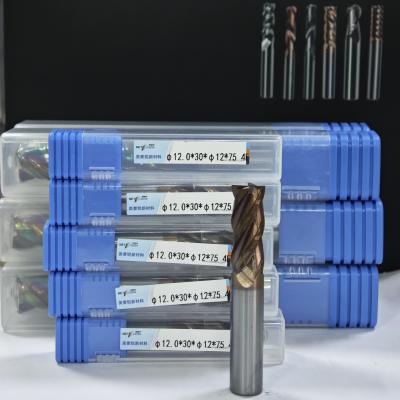 China MPE4 Corte de fresado de carburo sólido 4 flauta Flat End Mill Mill CNC Mill Cutter AlCr Revestimiento de 12 mm Pieza de trabajo φ12.0 x 30 x φ12 x 75 mm en venta