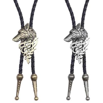 China Sweet soft feeling personalized Wolf Head Pendant. Men's Poirot Tie Faux Leather Collar Factory Direct Sales for sale