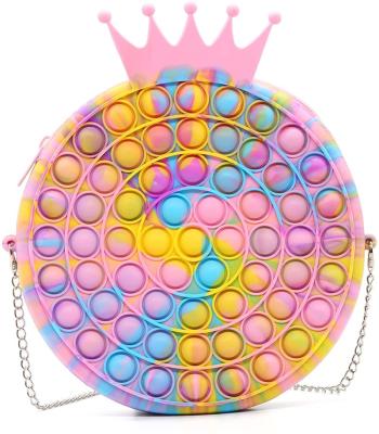 China Noise Buster Backpack HUAYI Rainbow Crown Push Snap Bubble Silicone Bag Snap Purse Packs Bag Purse Shoulder Bag noise for girls for sale