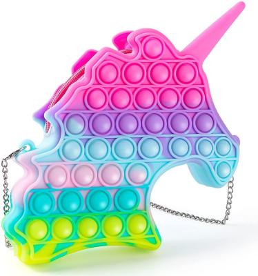 China Rainbow Noise Toy Push Pop Bubble Fidget Backpack HUAYI Noise Buster Bag Single Bag Buster Sensory Toys Pop Up Shoulder Bag Buster Toys for sale
