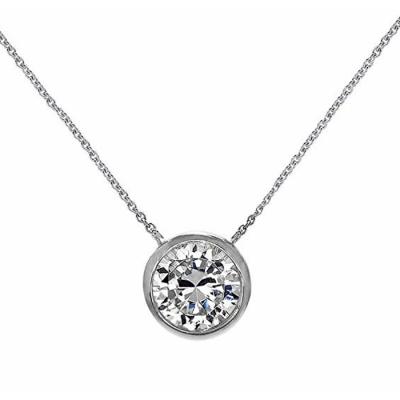 China Pendant Necklace MECYLIFE Stainless Steel Bezel Set Crystal Necklace Cubic Zircon Pendant for sale