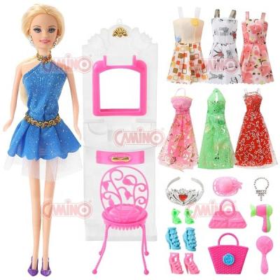 China Mini 30cm 11.5inch 12inch Doll Fashion Doll Christmas Gift Play Set Vanity Table and Dress for sale