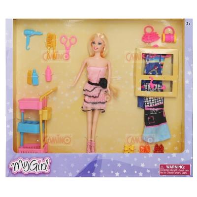 China Mini Modern Design Economic Girls Toy Baby Doll House Play Set Toy Diy Toy Doll House Play Set Living Room for sale