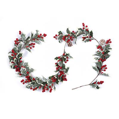 China Decorative Valentines Garland Christmas Day Easter and Holly Leaves Garland Winter Red Berries Holiday Christmas Decoration for sale