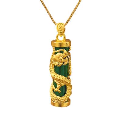 China CLASSIC Sha Jinpan Longzhu Necklace Pendant Fashion Masterful Hetian Jade Gold Plated Necklace Inlaid Pendant Hanging Jewelry for sale