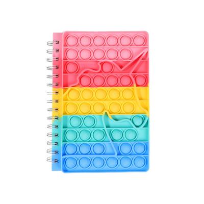 China Recyclable Popular A5 Notebook Push Bubble Silicone Decompression Bubble Toy Pop It Up Spiral Notebook for sale