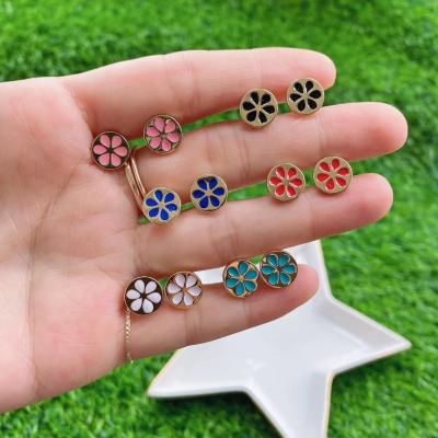 China CLASSIC Trendy Enamel Stud Earring Lips Crown Design Pin Earring Watermelons Rainbows Eyes Stars Shape Stud Earrings Jewelry of enamel for sale