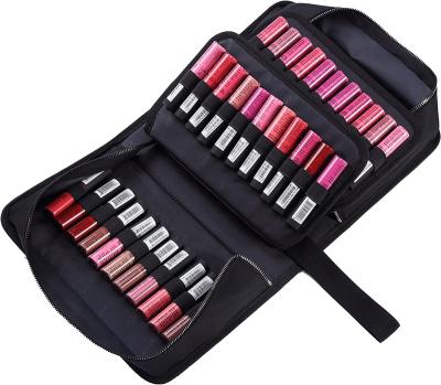 China Weather Proof Lipstick Case Holder Shockproof Dustproof Organizer 67 Slots Clear Portable Makeup Bag Travel Bag Lipstick Zipper Cosmetic Case for sale