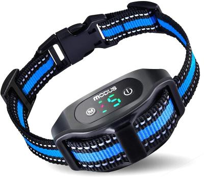 China Plastic Rechargeable Dog Bark Collar Shock Anti Bark Collar MODUS Bark Collar With Beep Vibration for sale