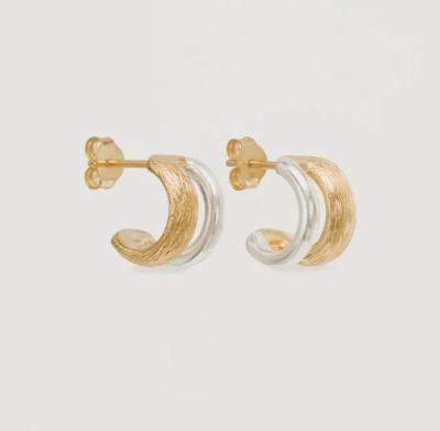 中国 18K ゴールドとホワイトゴールド シールドフープ 女性の耳飾り 販売のため