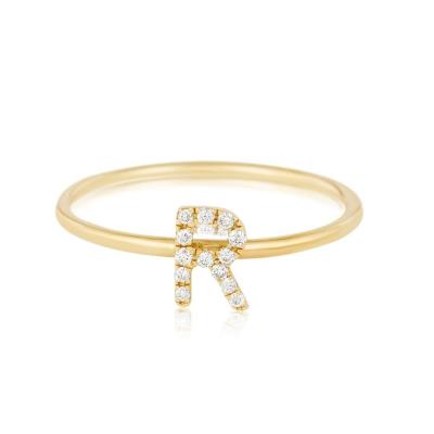 China Joyería de plata personalizada 18K dorada apilada inicial CZ anillos delgados para mujeres en venta