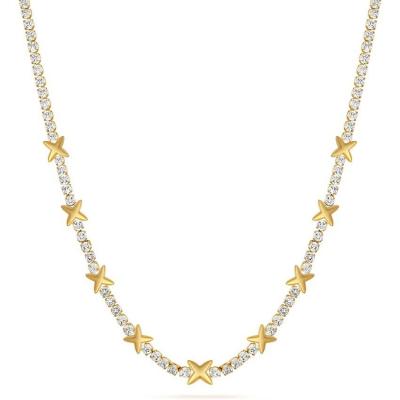 China OEM Classic Brass Tennis Star Pendant Necklace With Brilliant Cubic Zircon Stones for sale