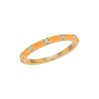 China Handgefertigte Würfelstapelbare Ringe 18K Goldplattiert 925 Sterling Silber mit Weißem Emaille Kubischer Zirkonia Minimalist Schmuck Geschenk für Frauen zu verkaufen