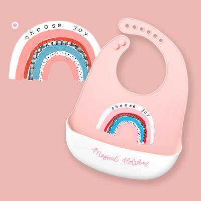 China BPA Free Cartoon Animal Baby Bibs Waterproof Soft Silicone Baby Bibs Girl Boy Stuff Printed Adjustable Children Kids Feeding Bib for sale