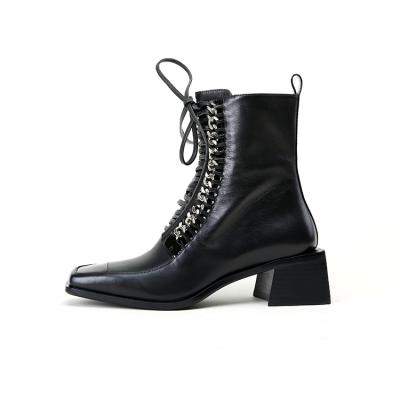 China New deodorization style women rejects black ladies boots high heels winter shoes women ankle boots women low for sale