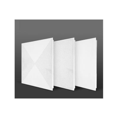 China Artistic Ceilings 600x600 Gray Custom Perforated Aluminum Gusset Indoor White Silver Ceiling Tiles for sale