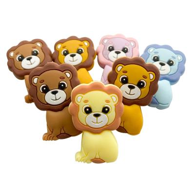 China Soft Toy Hot Sale Bpa Free Silicone Lion Bead Diy Accessories Funny Teeth Toy Silicone Beads For Pens for sale