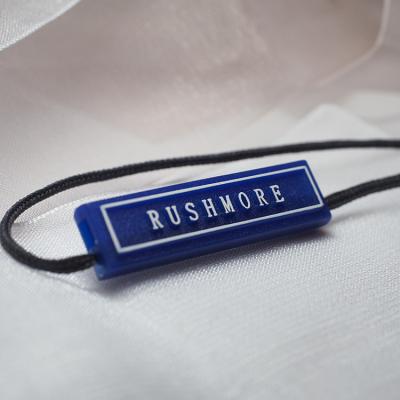 China Custom eco-friendly plastic embossed logo viable ver etiqueta de plastico de marque dangle Hang Tags Seal String Lock hang tag for garment for sale