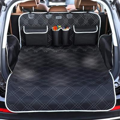 China Viable Large Size Universal Fitted Waterproof Dog Seat Cover Mat For Backseat Trucks/SUV With Fin Bumper Protector for sale