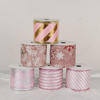 China CHRISTMAS Wholesale Decorative Red Satin Glitter Ribbon Glitter Ribbon for Gift Wrapping for sale