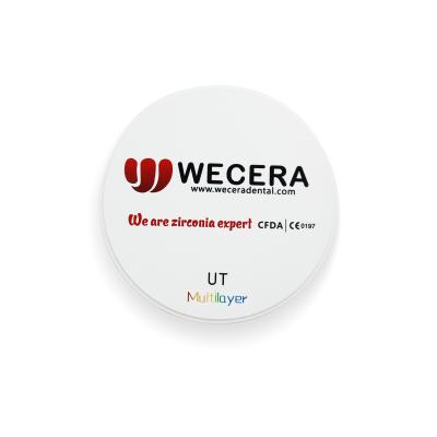 China Disco de múltiples capas UT de la circona del implante anterior 1200HV para el laboratorio dental Wecera en venta