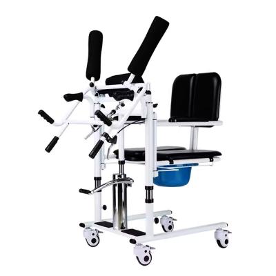 China Adjustable Height Manual Patient Transfer Lift Chair Hydraulic Lift Wheelchair for Paralyzed in Orange YFH-YWJ02 for sale