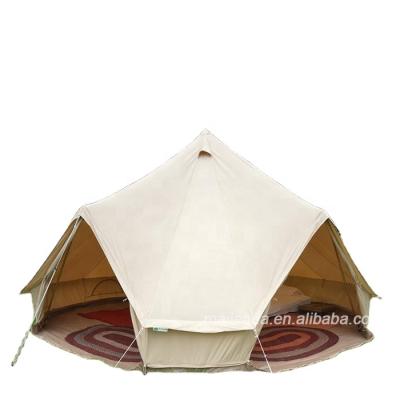 China Diamond Ground Nail 4m Hexagonal Bell Tent Canvas Tent Ten Two Doors for sale