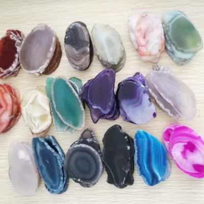 China Crystal Cheap Polished Mix Color Nature Stone Agate Slices Pendant Jewelry Wholesale for sale