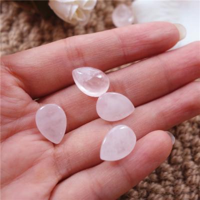 China Crystal 15*20mm Nature Stone Pear Shape Brazil Rose Quartz Bead Charm Cabochon For Ring Jewelry Making for sale