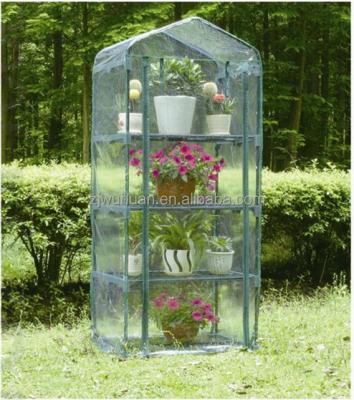 China Easily Assembled Mini 4 Shelves PVC Outdoor Portable Greenhouse For Deck&Patio for sale