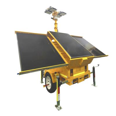 China Torres de iluminação solar de mastro manual com luzes LED painéis solares retráteis à venda