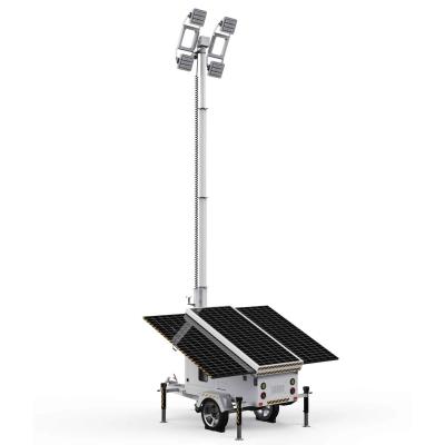 China Torre de luz solar portátil personalizable con LED 4 * 150W proyectores 3 * 550W paneles solares en venta