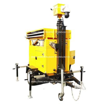 China Yellow Color Portable Solar Panel Trailer Mounted CCTV Mobile Surveillance Trailer For Chemical Industrial Parks Monitoring for sale