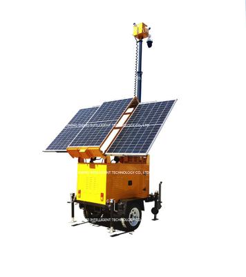 China Mobile Solar Powered Camera Cctv Trailer Mounted Telescopic Mast Portable Solar Powered Camera Trailer For Public Activity Monitoring for sale