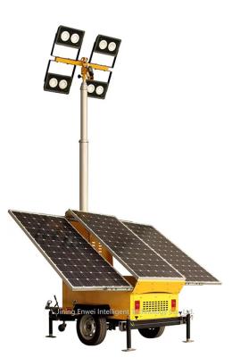 China Solar Led Lighting Trailer Mounted 7 Meters Telescopic Mast For Mining Lighting for sale