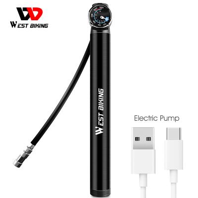China New Smart Bicycle Pump 120PSI Pressure Activites Pressure Indicator USB MTB Road Bike Tire Rechargeable Electric Outdoor Cycling WESTERN BIKE Inflator for sale