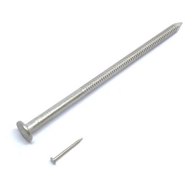 China 4.0 X 100MM Ring Shank Nails For Wood , Stainless Steel Flat Head Nails for sale