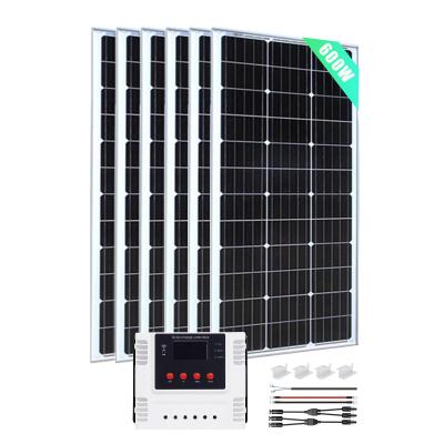 China Home DIY Solar Power System wholesale 600W 24V Mono Panel with 60A PWM wifi Controller for roof for sale