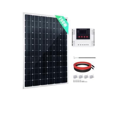 China Home Portable Outdoor Power System wholesale 200W 12V Mono Panel with 30A Wi-Fi PWM Solar Charge Controller for RV for sale