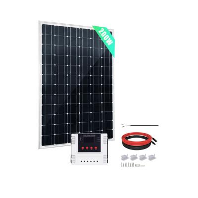 China Home Worthy Solar Panel System supplier 200W 12V Mono Panel with 30A Wi-Fi PWM Solar Charge Controller for carport shed for sale