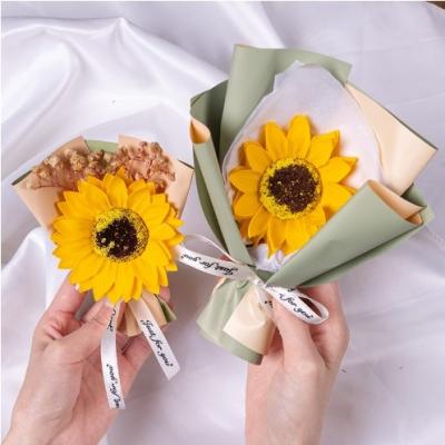 China New Mini Bouquet Sunflower Carnation Rose Soap Flower Bouquet for Mother's Day Graduation Season for sale