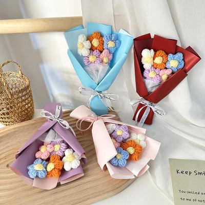 China Valentine's Day Delight Mini Bouquet with Woolen Rose Puff Flower in Various Colors for sale