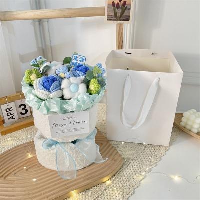 China Woolen Bunny Ear Bouquet Handheld Flower Arrangement 20x35cm Ideal for Birthdays Bestie or Teacher Gift for sale