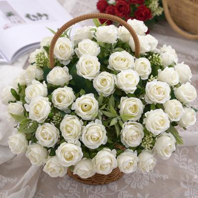 China Small rose artificial flowers, fake flowers, wedding materials, home desktop decoration, photography props for sale