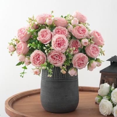China Spring scenery, budding peonies, artificial flowers, paeonies, roses, home ornaments, wedding bouquets, road signs, table decorations for sale