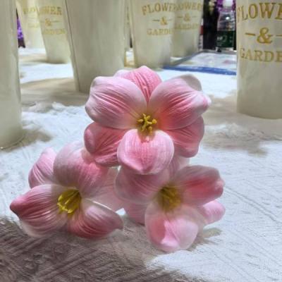 China PU artificial tulip opening smile Brownie artificial tulip wedding bouquet Artificial tulip decoration for sale