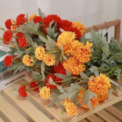 China Wholesale high fidelity flower, oriental chrysanthemum, scallion ball, photography props, silk flower, wedding hall, wedding decoration, flower arrangement, happy chrysanthemum for sale