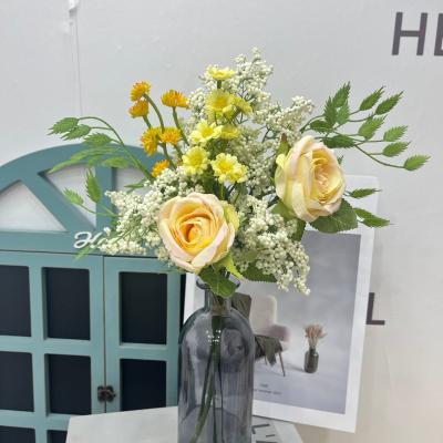 China Simulated flower bouquet, spring Venus artificial flower bouquet, cross-border silk flower table artificial flower, rose bouquet, hand tied flower for sale