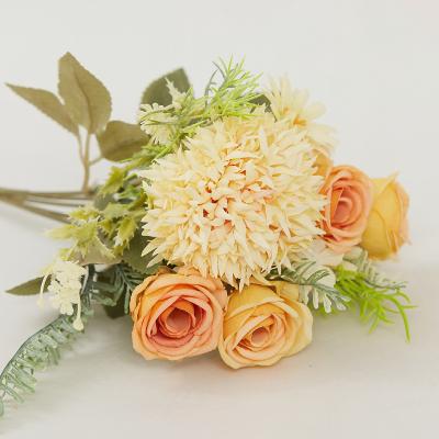 China Simulated flower prickly ball rose combination flower hotel decoration fake flower clothing luggage decoration silk flower headwear artificial flower for sale